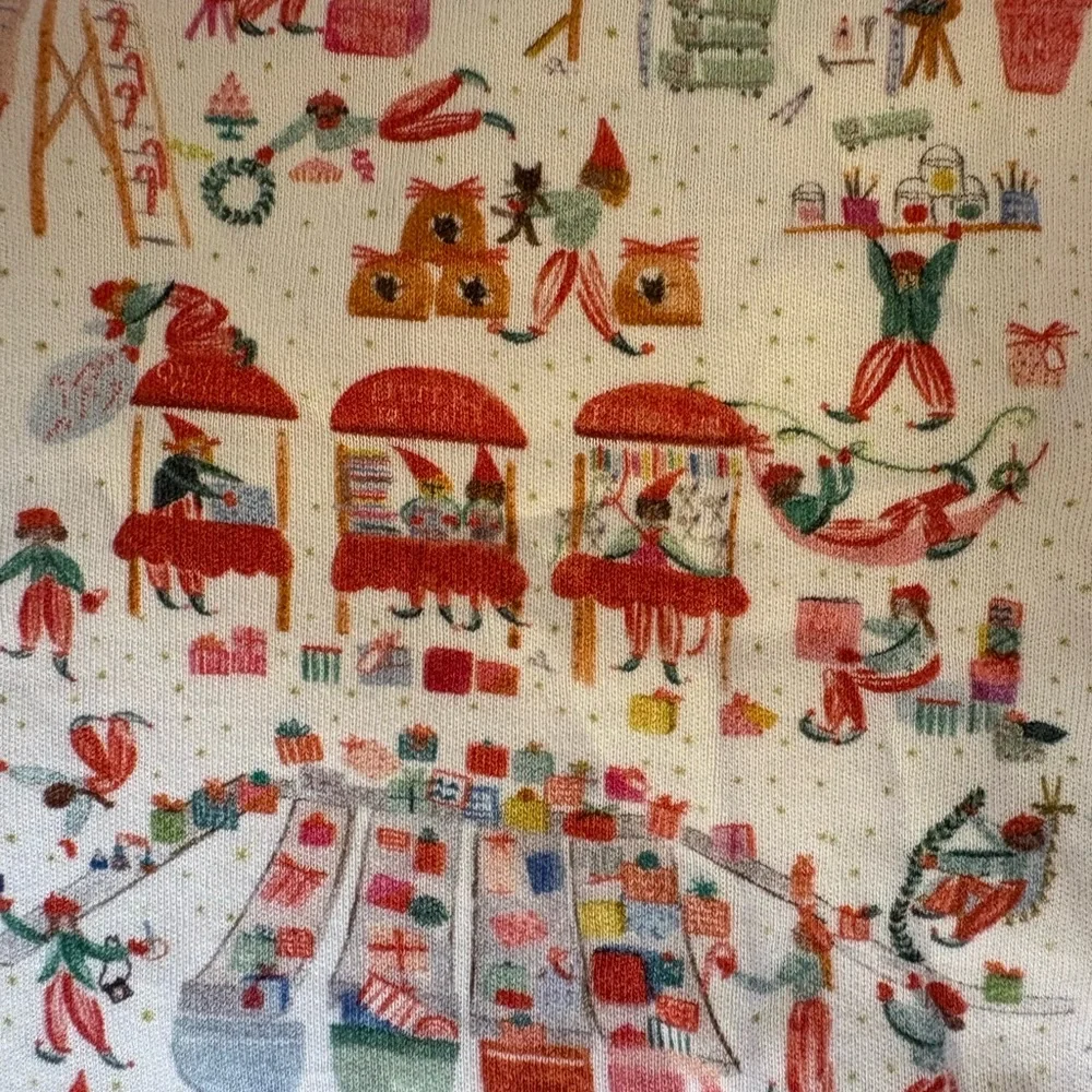 Holiday Print Kids Pajama Set - White with Red & Green